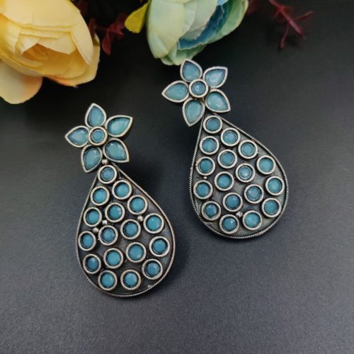 Silver replica Pineapple Stud Earrings with Stone Work - Image 3
