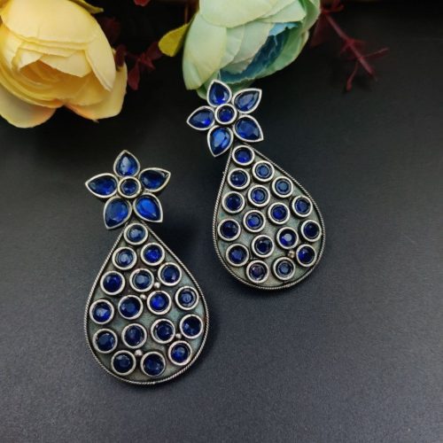 Silver replica Pineapple Stud Earrings with Stone Work - Image 4