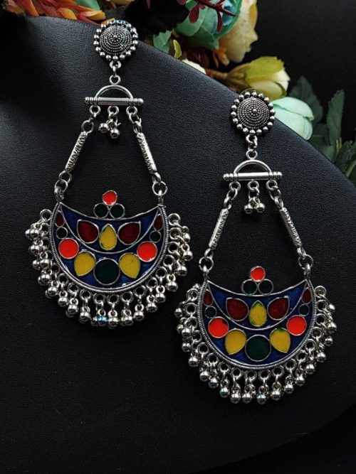 Meenakri Chandbali in German Silver for Girls - Image 4