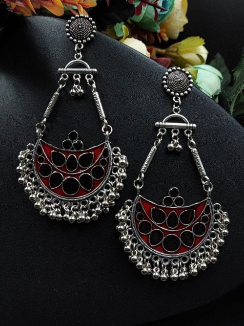 Meenakri Chandbali in German Silver for Girls - Image 3