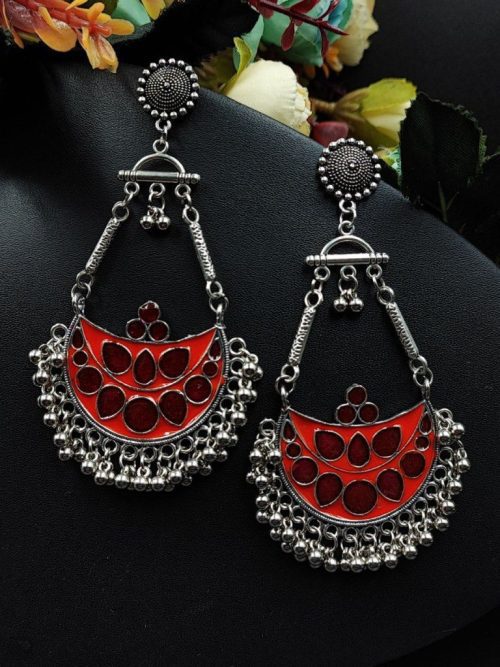 Meenakri Chandbali in German Silver for Girls - Image 2