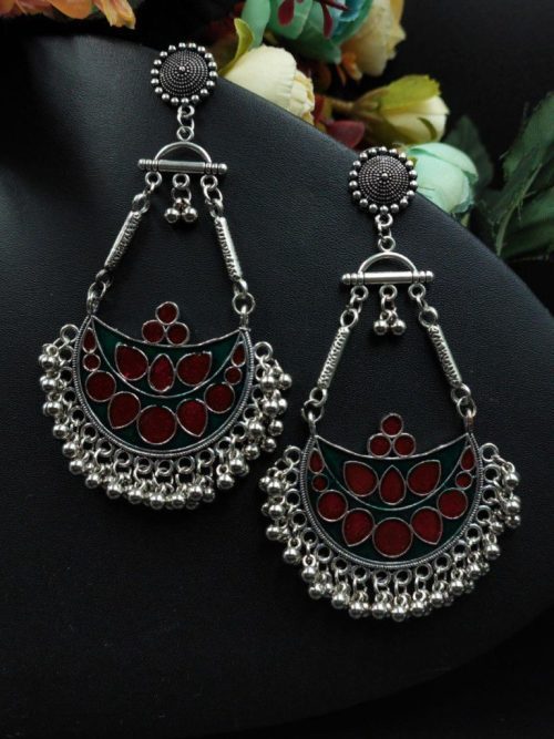 Meenakri Chandbali in German Silver for Girls