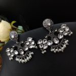 Designer Piece Of Peacock Dangler Earrings - "White"