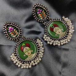 Pure Hand-Painted Oxidised Handmade Dangler Earrings