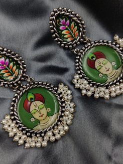 Pure Hand-Painted Oxidised Handmade Dangler Earrings
