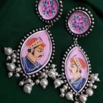 Tanjor Hand-Painted Oxidised Handmade Stud Earrings - "King"