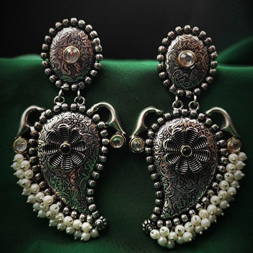 Handmade Premium Quality Oxidised Pearl Beads Earrings