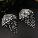 Silver Replica Handmade Oxidised Chain Earrings