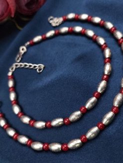 Oxdised Silver Plated Beads Anklets - Adjustable Size Anklet
