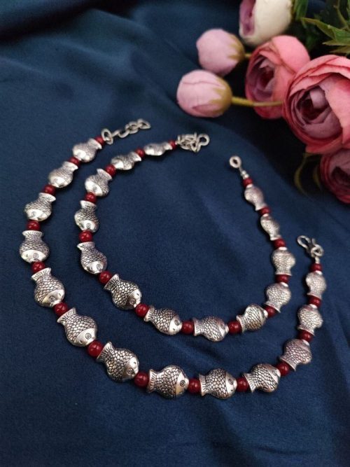 Silver Plated Fish Beads Anklets - Best Adjustable Size Anklet