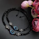 Oxdised Evil Eye Beads Anklets - Adjustable Size Anklet - "Flower 2"