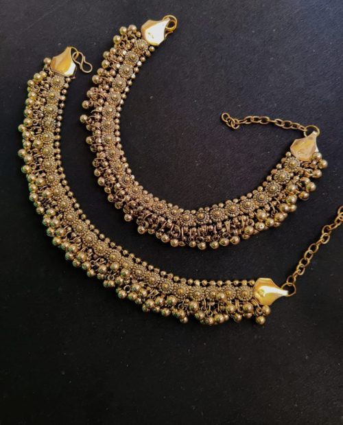 German Silver Oxidised Ghunghroo Anklet For Girls - Image 2