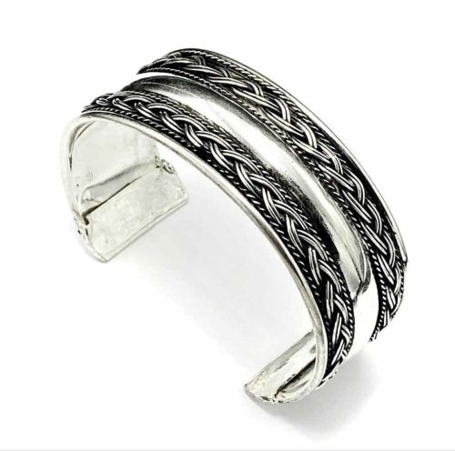 Oxidised Rope Design Free Size Cuff Bracelet