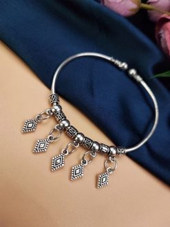 Oxidised Arrow Design Free Size Bracelet