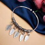 Oxidised Leaf Design Free Size Bracelet