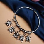 Oxidised Butterfly Design Free Size Bracelet