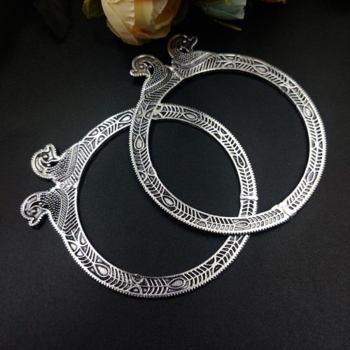 Oxidised Peacock Design 2.6 Size Bangle
