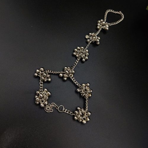 German Silver Ghunghroo Design Free Size Hathphul Bracelet