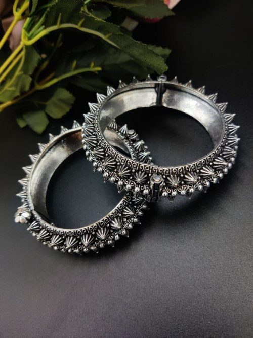 Oxidised Traditional Design Free Size Opeanable Bracelet Per Piece