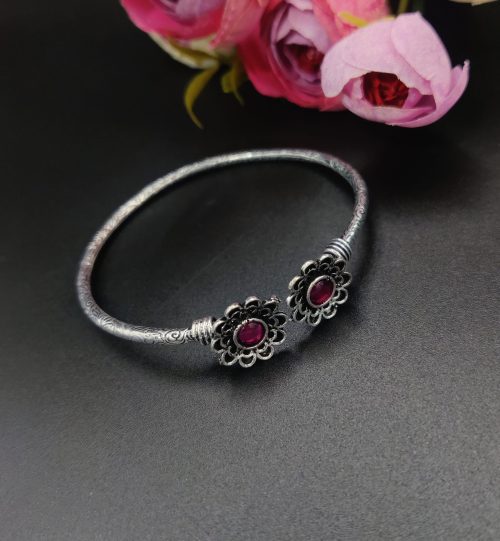 Oxidised Both Side Stone Design Bracelet