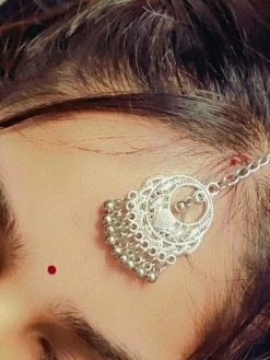 German Silver Chand Bali Oxidised Maang Tika
