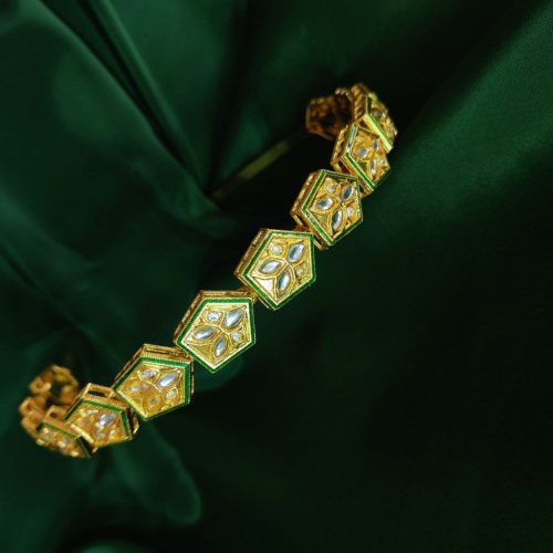 Gold Plated Arrow Shape Meenakari Hair Bands For Girls