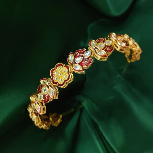 Gold Plated Meenakari Work Hair Bands For Girls