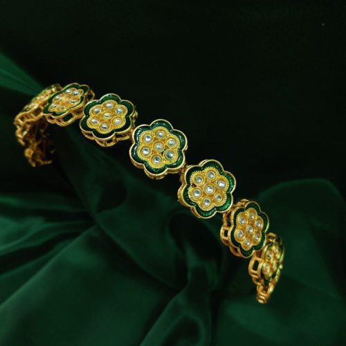 Gold Plated Meenakari Designer Flower Hair Bands For Girls