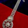 Silver Plated Oxidised Round Charms Maangtika