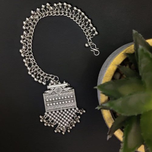 Trendy German Silver Oxidised Maangtika