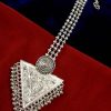 Silver Plated Oxidised Tringle Shape Maangtika