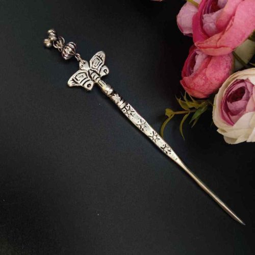 German Silver Oxidised Butterfly Bunpins