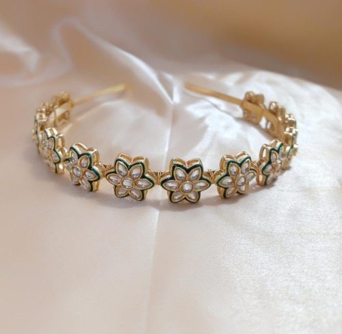 Gold Plated Meenakari Star Shape Hair Bands For Girls