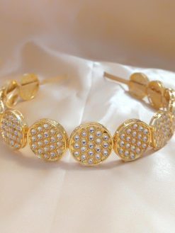 Gold Plated Kundan Stone Work Hair Bands For Girls