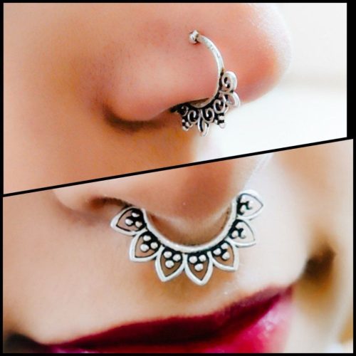 Oxidised Septum Nose Pins | Silver Plated Nose Rings