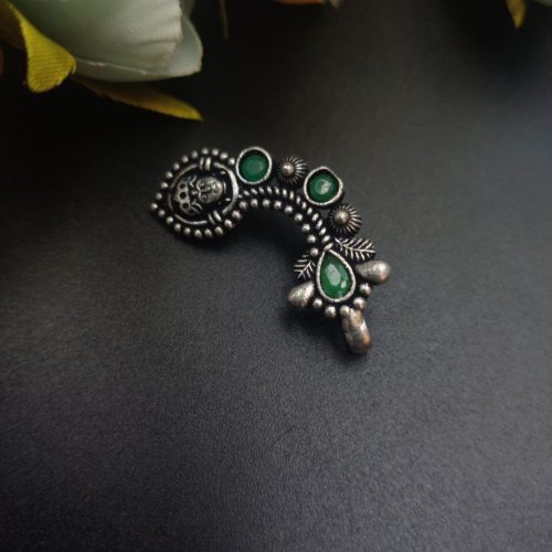 Oxidised Silver Plated Marathi Durga Nath Press Nosepin - Image 2