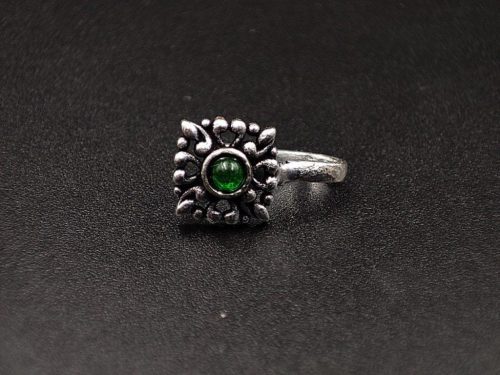 Oxidised Square Shape Stone Nosepin For Girls - Image 6