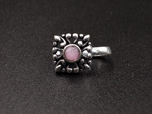 Oxidised Square Shape Stone Nosepin For Girls - Image 5