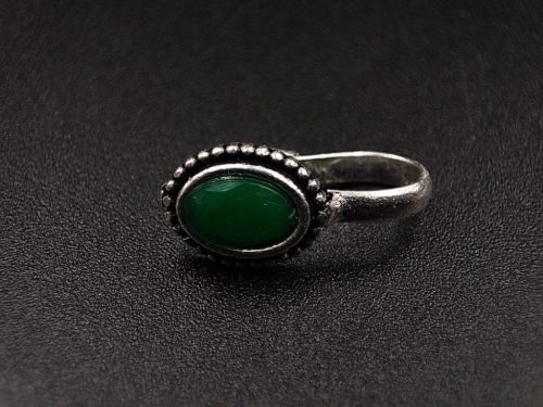 Oxidised Oval Shape Stone Nosepin For Girls