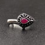 Handcrafted Oxidized Stone Nosepin for Traditional Look - "Red"