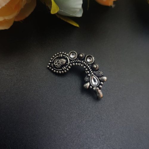 Oxidised Silver Plated Marathi Durga Nath Press Nosepin