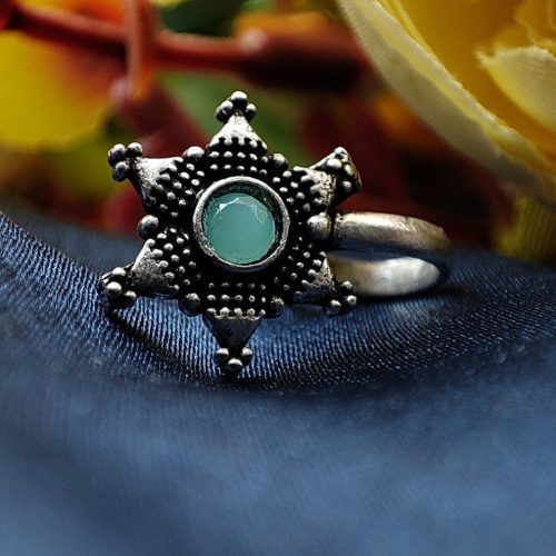 Oxidised Star Shape Stone Nosepin For Girls - Image 5