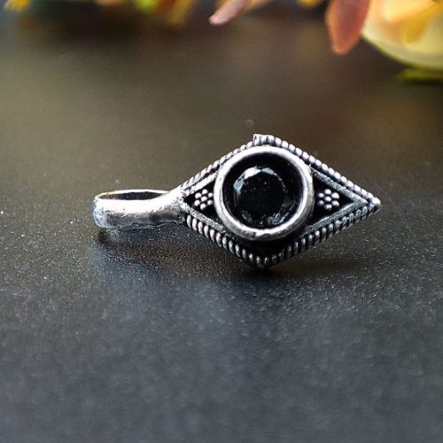 Elegant oxidised stone nosepin with press design for girls