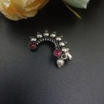 Bulk 26 Oxidised Marathi Nath - Affordable Silver Plated Press Nosepin - "Pink"