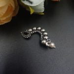 Oxidised Silver Plated Marathi Nath Press Nosepin - "Black"