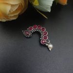 Bulk 74 Traditional Oxidised Silver Plated Marathi Nath Press Nosepin - "Pink"