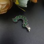 Bulk 82 Traditional Oxidised Silver Plated Marathi Nath Press Nosepin - "Green"