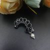 Exquisite Stone Work Oxidised Silver Plated Marathi Nath Press Nosepin - Traditional Maharashtrian Jewelry