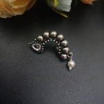 Oxidised Silver Plated Marathi Nath Press Nosepin - "White"