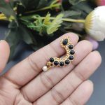 Bulk 116 Marathi Style Golden Polish Nosepin For Girls - "Black"